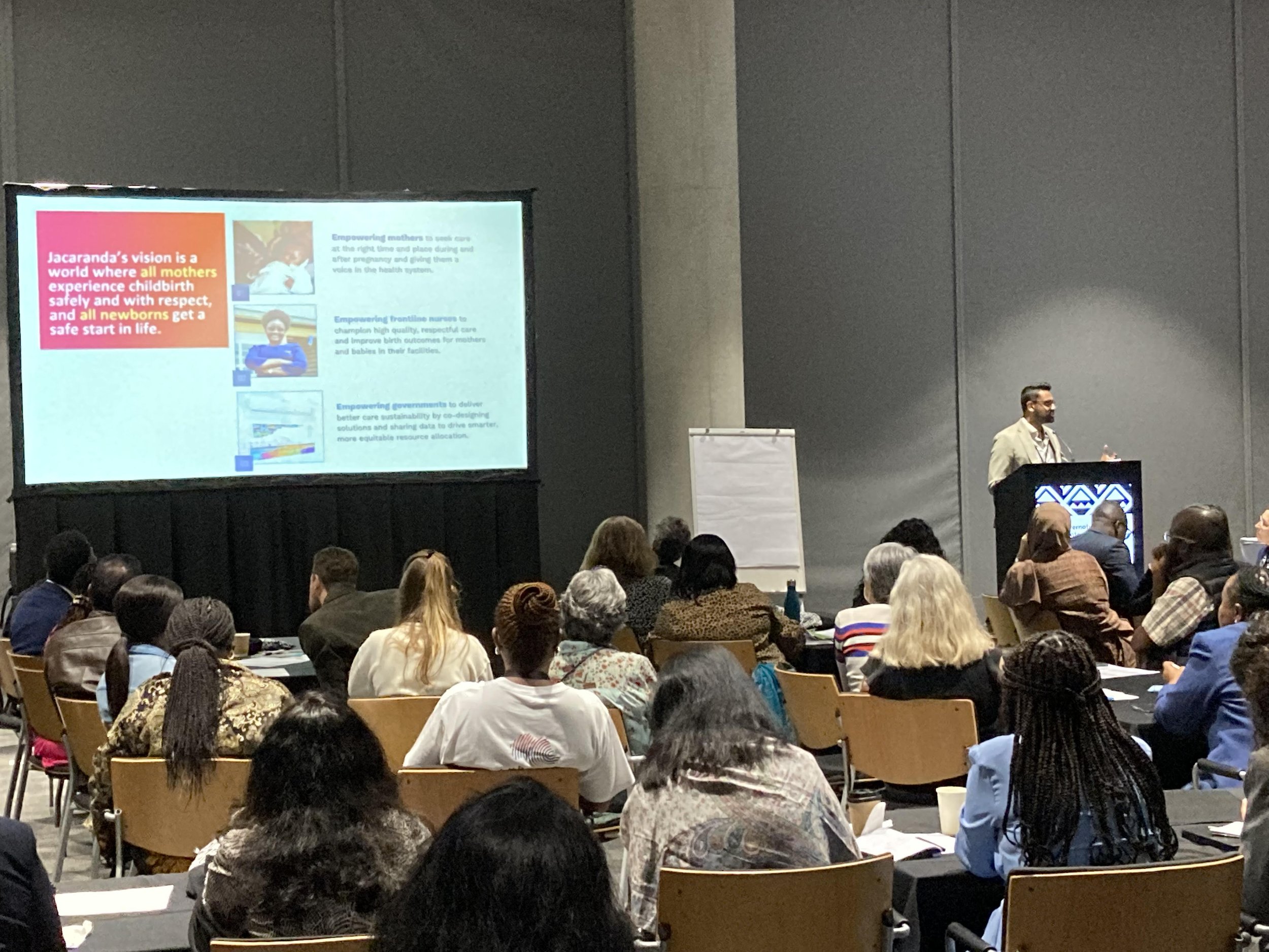 Co-Executive Director Sathy Rajasekharan presents on SDR along with panelists Caitlin Dolkart, Keith Cloete, and Dr. Sunday Dominico on the first day of IMNHC2023 in Cape Town.